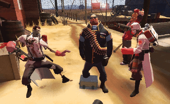 a heavy being simultaneously taunt killed by three people